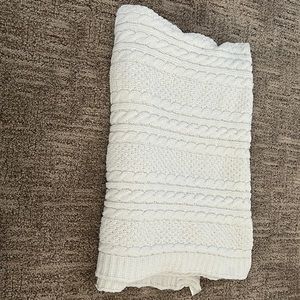 White crochet Nordstrom baby blanket